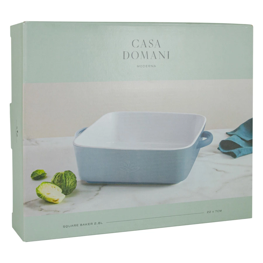 Блюдо квадратное Casa Domani Moderna 22 см, керамика, серо-голубой, п/к