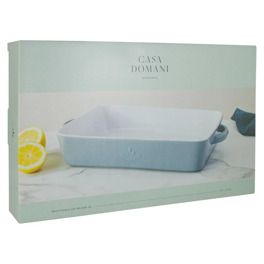 Блюдо прямоугольное Casa Domani Moderna 31х21 см, керамика, серо-голубой, п/к