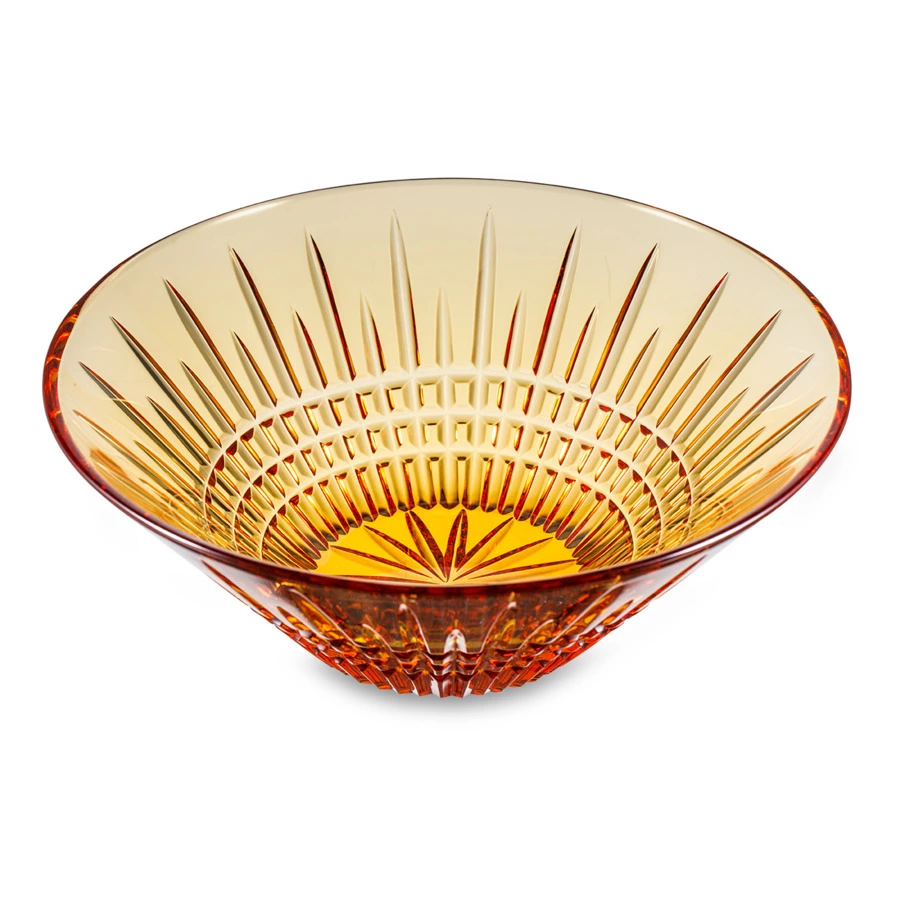Ваза для фруктов ГХЗ Кармен Медовый спас 29,2 см, хрусталь, янтарная