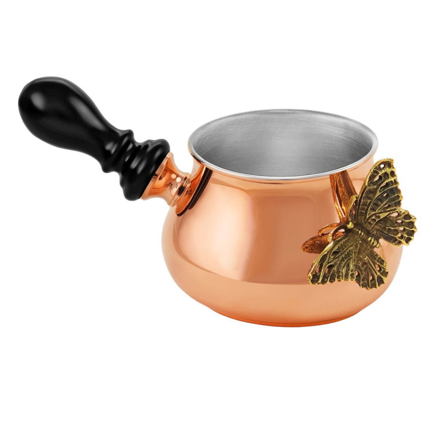 ложка чайная кованая кольчугинский мельхиор бабочка с чернью медь Молочник к турке для кофе с лужением Кольчугинский мельхиор Бабочки с чернью 100 мл, медь