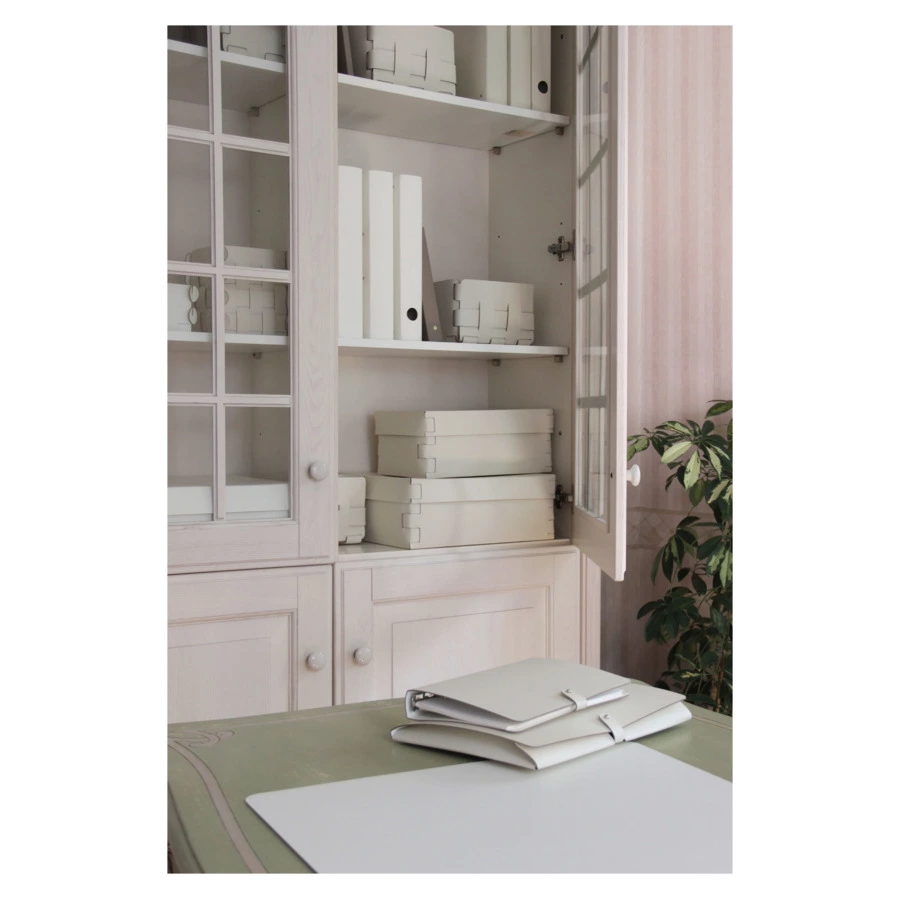 Коробка ADJ Snob 36x30х13,5 см, кожа натуральная, белый, п/к