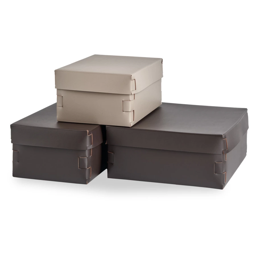 Коробка ADJ Snob 32x20х13,5 см, кожа натуральная, серая, п/к