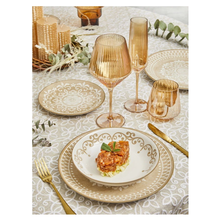 Скатерть Andrea Fontebasso Very Merry Chic 150х300 см, полиэстер, бежевая