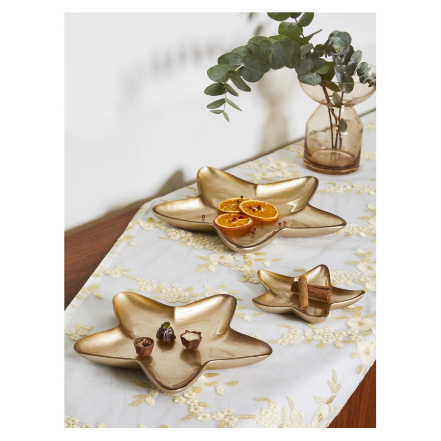 Дорожка Andrea Fontebasso Very Merry Flower 40х140 см, , полиэстер, бело-золотистая