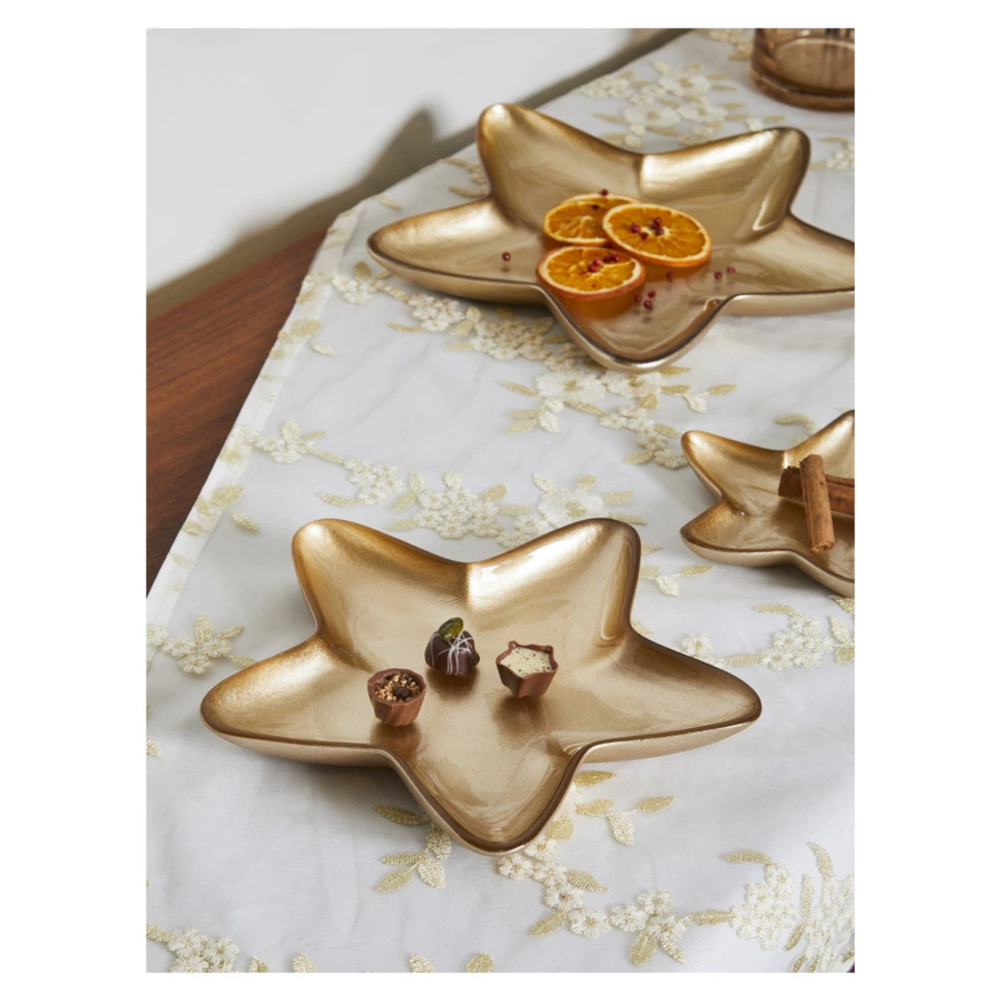 Дорожка Andrea Fontebasso Very Merry Flower 40х140 см, , полиэстер, бело-золотистая