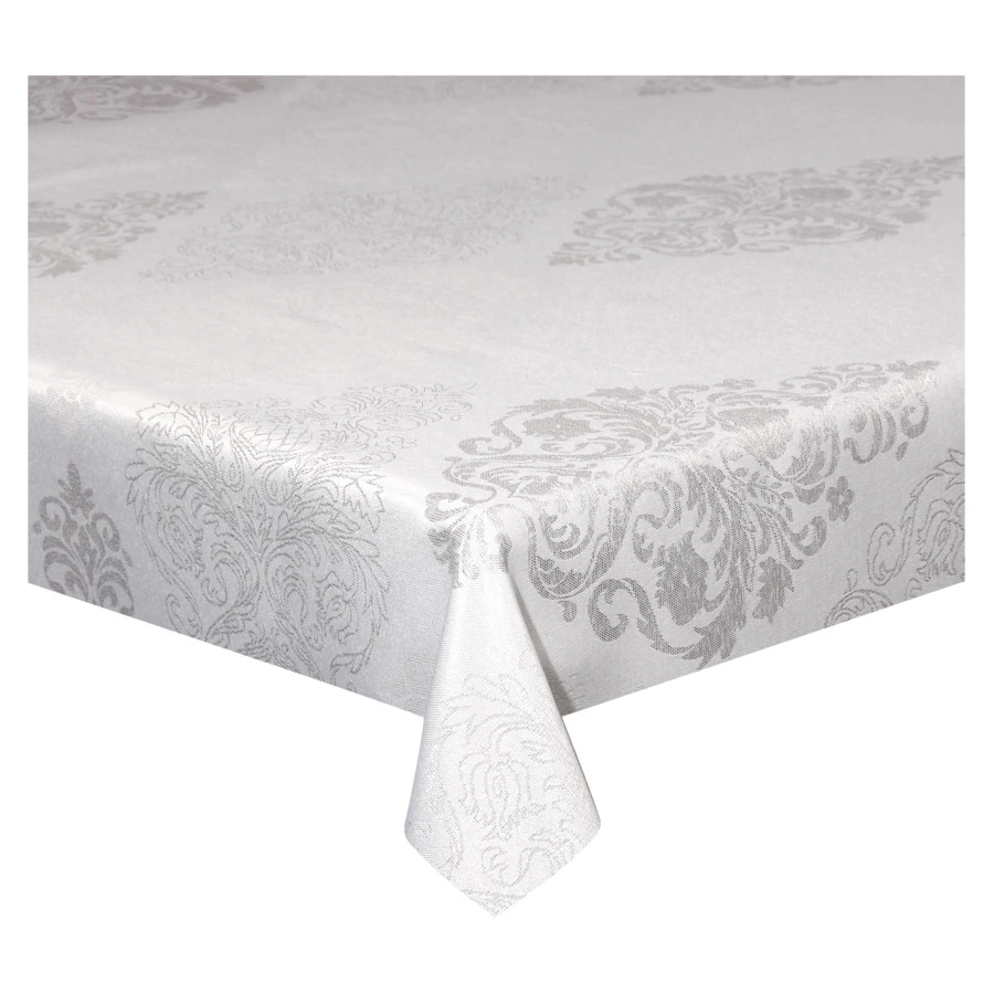 Скатерть Andrea Fontebasso Glamour Blue Damasco 150х300 см, полиэстер, белая