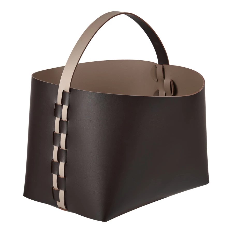 Корзина с ручкой ADJ Helena 35x30х26 см, кожа натуральная, шоколад
