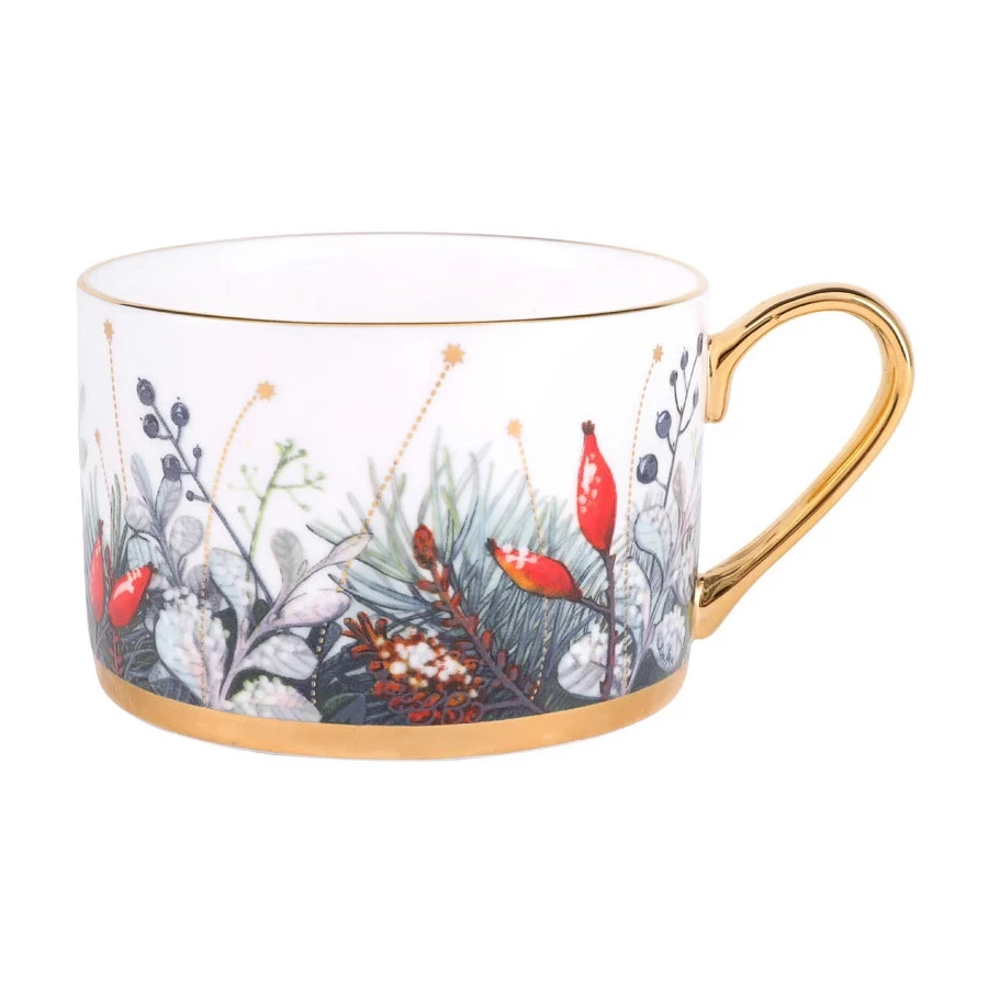 Чашка чайная с блюдцем ИФЗ Календа Идиллия 250 мл, фарфор костяной, п/к