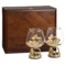 Набор бокалов для коньяка Город подарков Лев на камне 420 мл, 2 шт, деревянная шкатулка