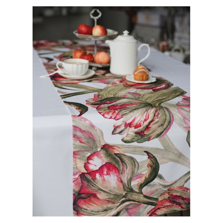 Дорожка для стола Atmosphere Номе Зеленый тюльпан 145х35 см, хлопок