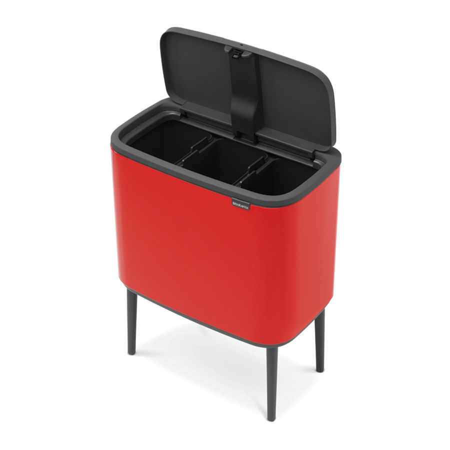 Бак для мусора Brabantia Touch Bin Bo 3х11 л, сталь нержавеющая, красный-Sale
