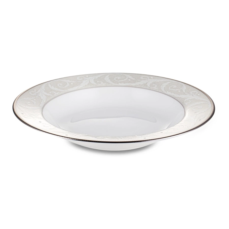 Тарелка суповая Narumi Платиновый ноктюрн 23 см, фарфор костяной