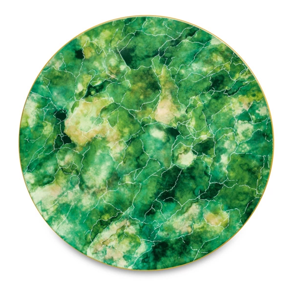 Тарелка обеденная Narumi Малахит 26 см, фарфор костяной, зеленая