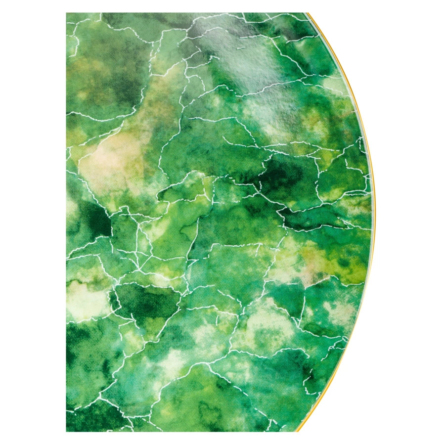 Тарелка обеденная Narumi Малахит 26 см, фарфор костяной, зеленая