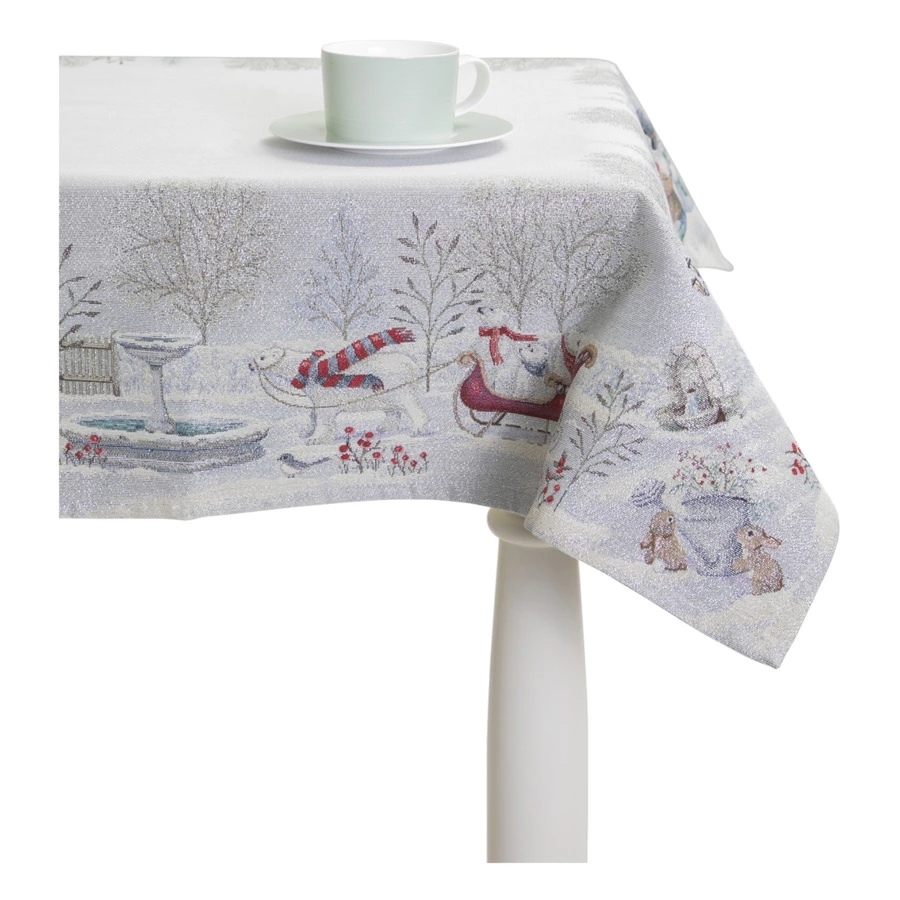 Скатерть-наперон Mix&Match Home В гостях у сказки 100х100 см, гобелен, голубой