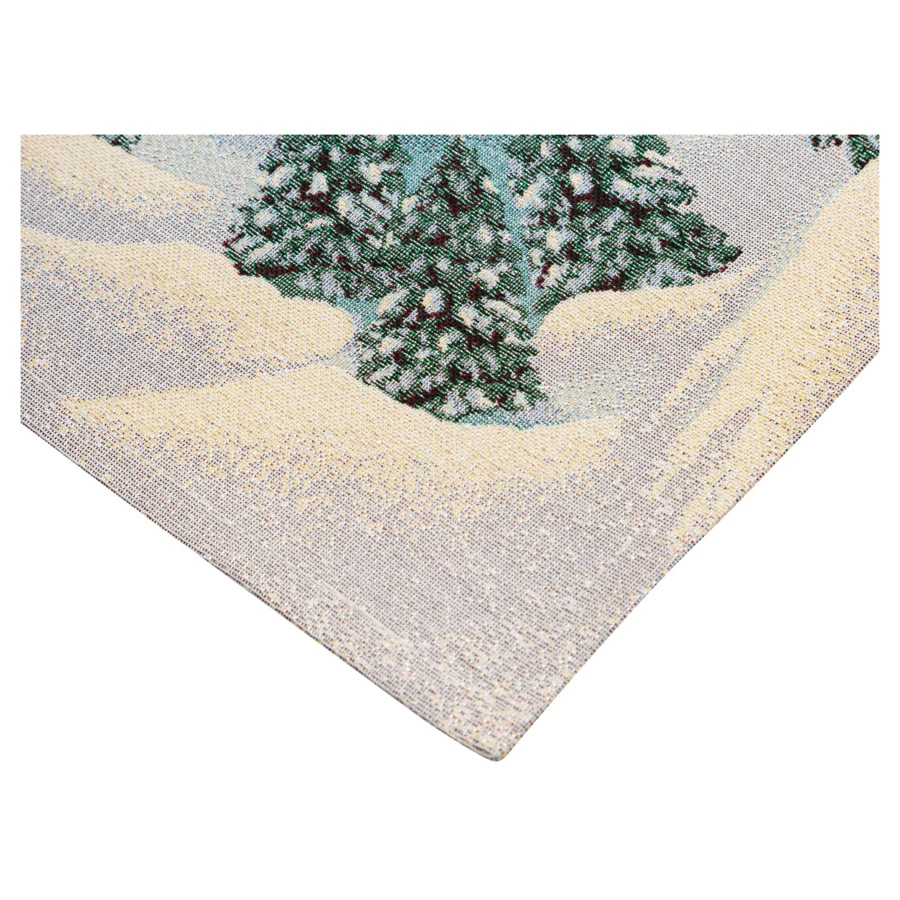 Скатерть-наперон Mix&Match Home Дед мороз и лесные друзья 100х100 см, гобелен, голубой