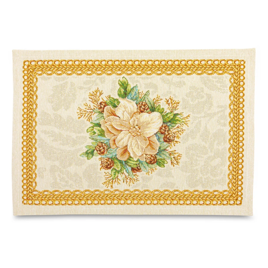 Набор салфеток подстановочных Mix&Match Home Золотые шары и свеча Цветок 35х45 см, 2 шт, гобелен