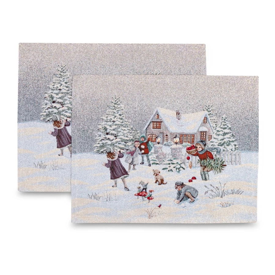 Набор салфеток подстановочных Mix&Match Home Игры во дворе 35х45 см, 2 шт, гобелен, голубой