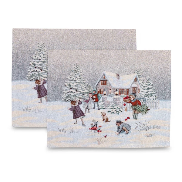 Набор салфеток подстановочных Mix&Match Home Игры во дворе 35х45 см, 2 шт, гобелен, голубой