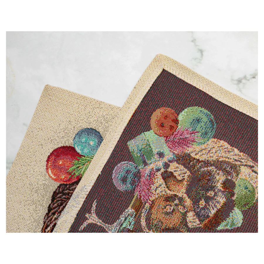 Скатерть-наперон Mix&Match Home Котята у камина 100х100 см, гобелен, бежевый