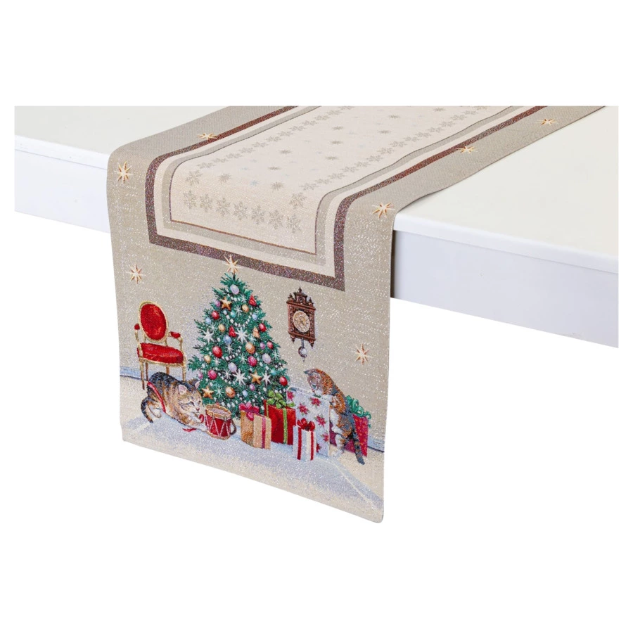 Дорожка для стола Mix&Match Home Котята у камина 40х100 см, гобелен, бежевый