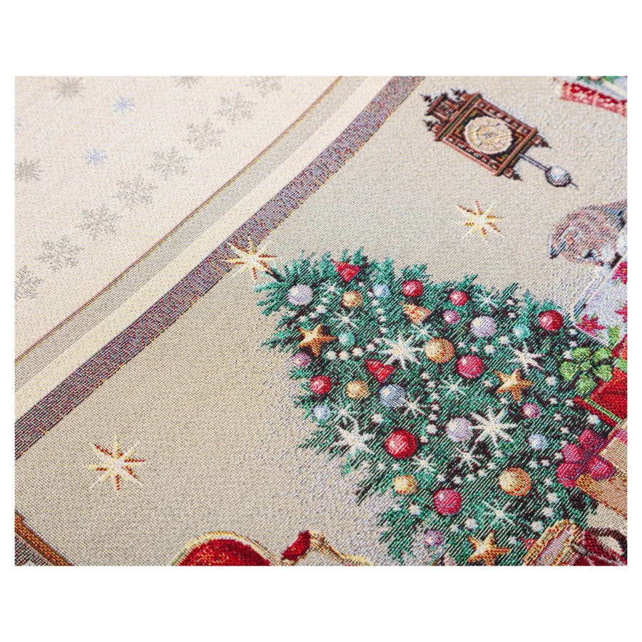 Скатерть прямоугольная Mix&Match Home Котята у камина 140х240 см, гобелен, бежевый