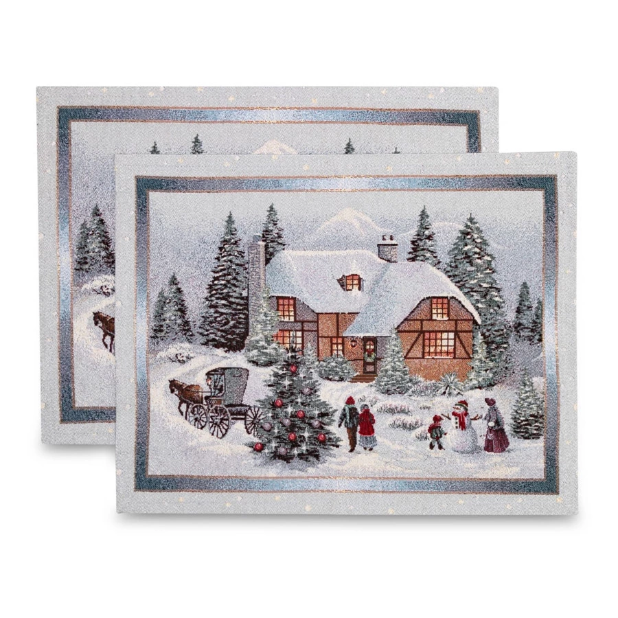 Набор салфеток подстановочных Mix&Match Home Новогодний вечер 35х50 см, 2 шт, гобелен, голубой