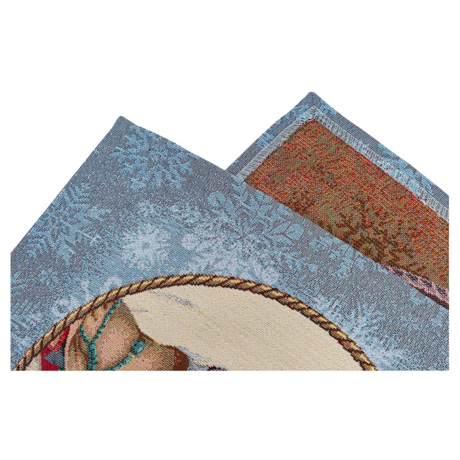 Дорожка для стола Mix&Match Home Дед мороз и лесные друзья 40х100 см, гобелен, голубой