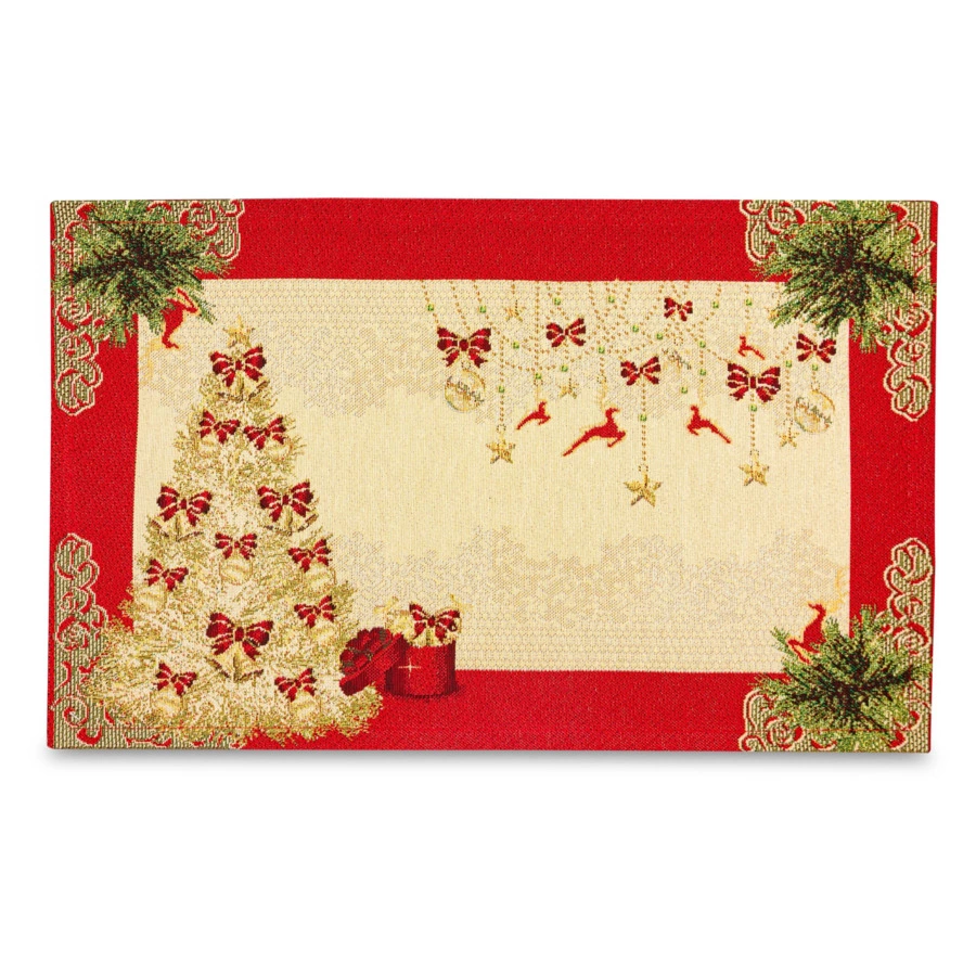 Набор салфеток подстановочных Mix&Match Home Елка желаний Золотая 35х50 см, 2 шт, гобелен, бежевый