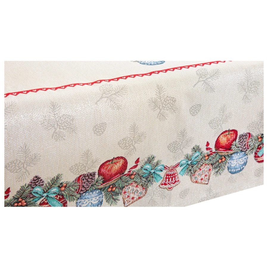 Скатерть прямоугольная Mix&Match Home Еловые ветки 140х180 см, гобелен, бежевый