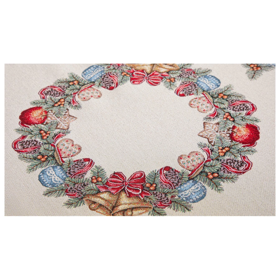 Скатерть прямоугольная Mix&Match Home Еловые ветки 140х180 см, гобелен, бежевый