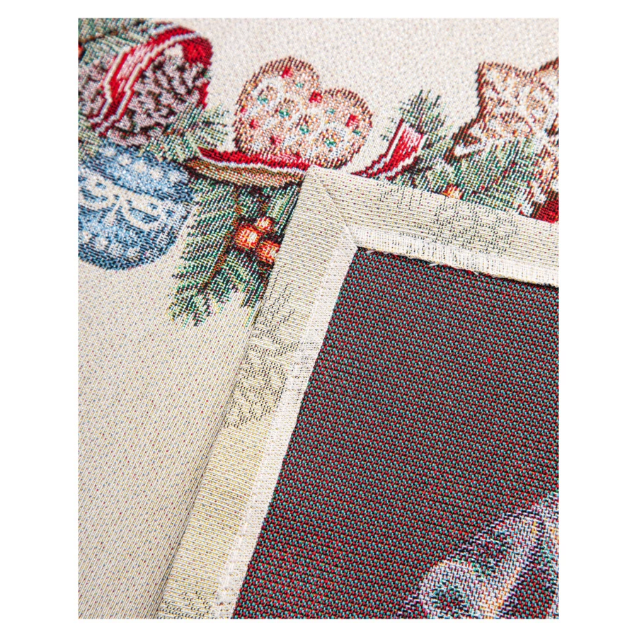 Скатерть прямоугольная Mix&Match Home Еловые ветки 140х180 см, гобелен, бежевый