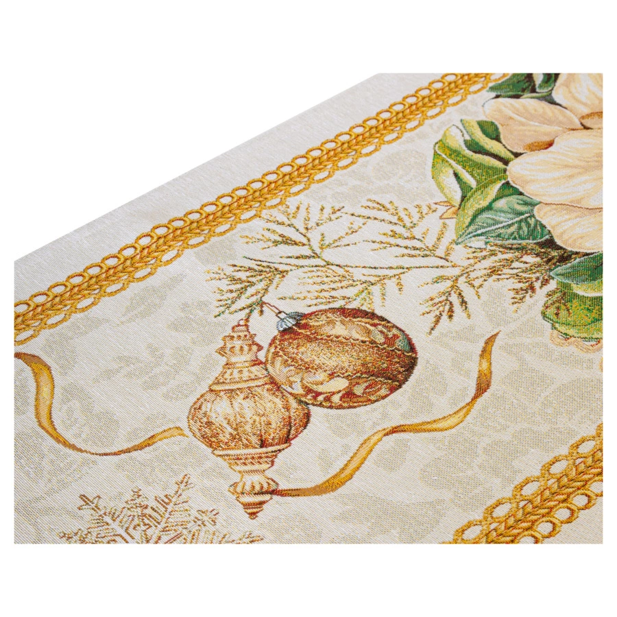 Дорожка для стола Mix&Match Home Золотые шары и свеча 44х140 см, гобелен, бежевый