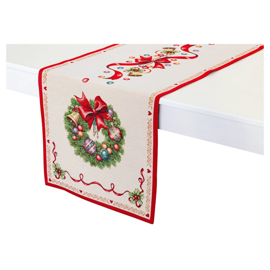 Дорожка для стола Mix&Match Home Красные бантики 44х140 см, гобелен, красный