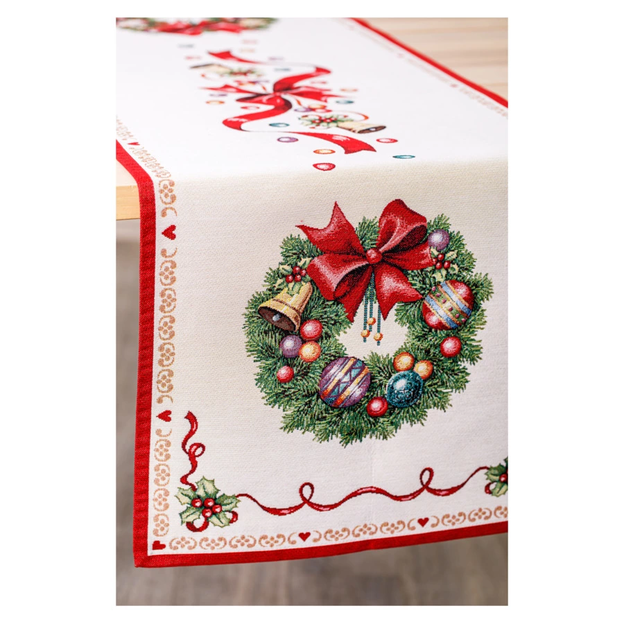 Дорожка для стола Mix&Match Home Красные бантики 44х140 см, гобелен, красный