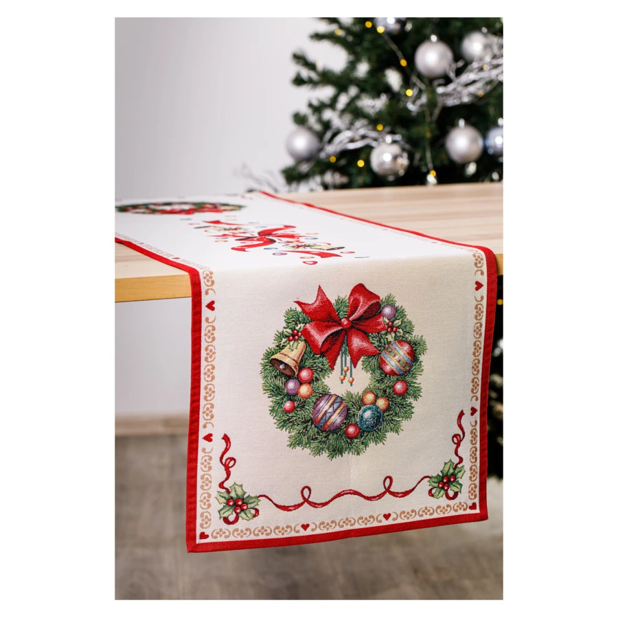 Дорожка для стола Mix&Match Home Красные бантики 44х140 см, гобелен, красный