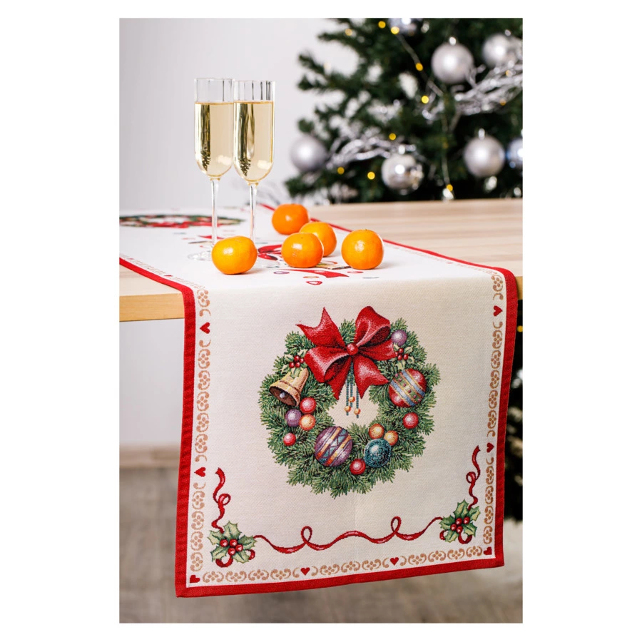 Дорожка для стола Mix&Match Home Красные бантики 44х140 см, гобелен, красный