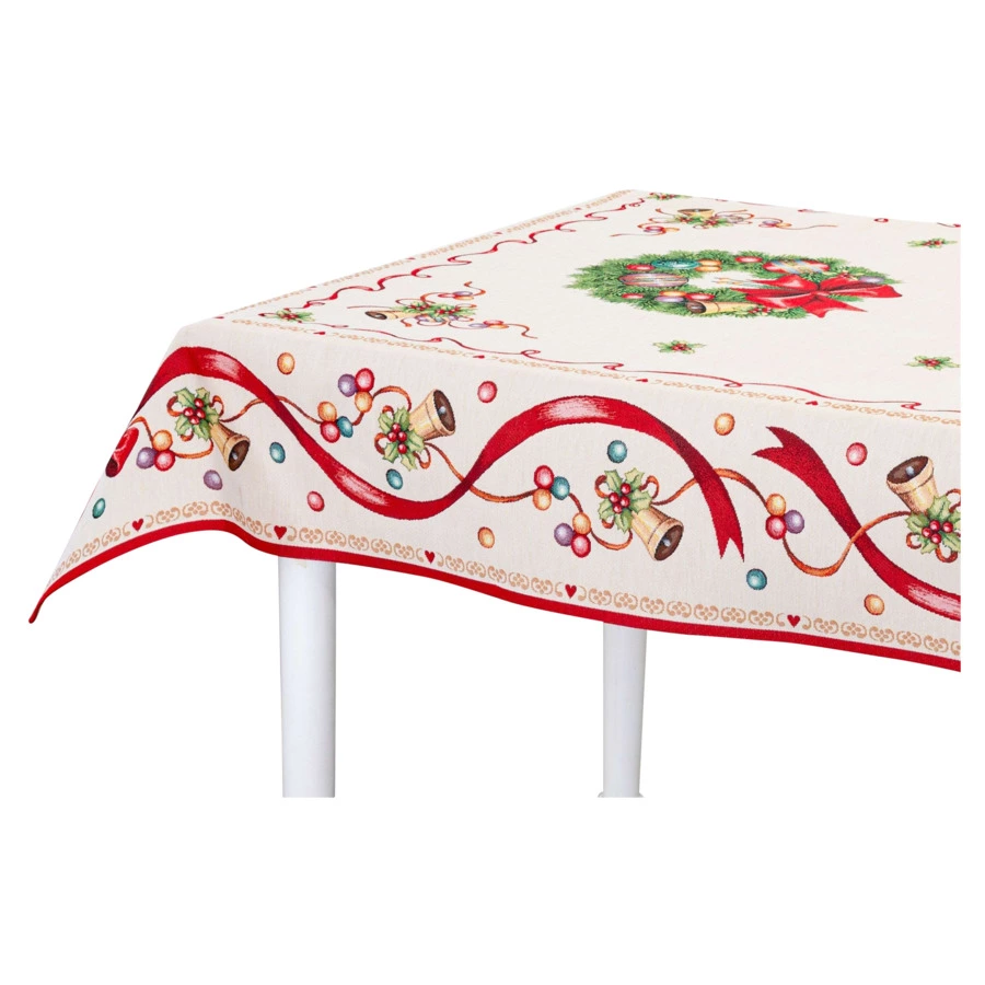 Скатерть прямоугольная Mix&Match Home Красные бантики 140х240 см, гобелен, красный