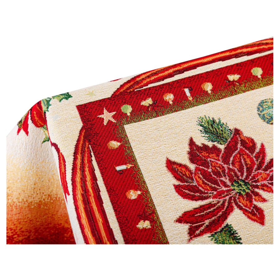 Скатерть прямоугольная Mix&Match Home Новогодние игрушки 140х260 см, гобелен, красный