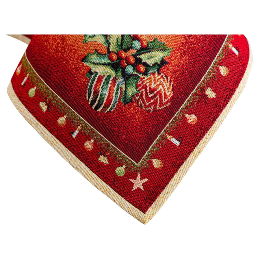 Скатерть прямоугольная Mix&Match Home Новогодние игрушки 140х260 см, гобелен, красный