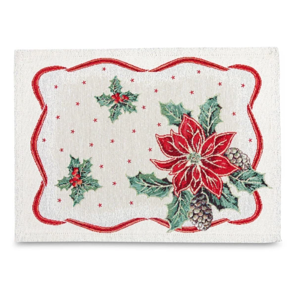 Набор салфеток подстановочных Mix&Match Home Пуансетия 35х45 см, гобелен, голубой