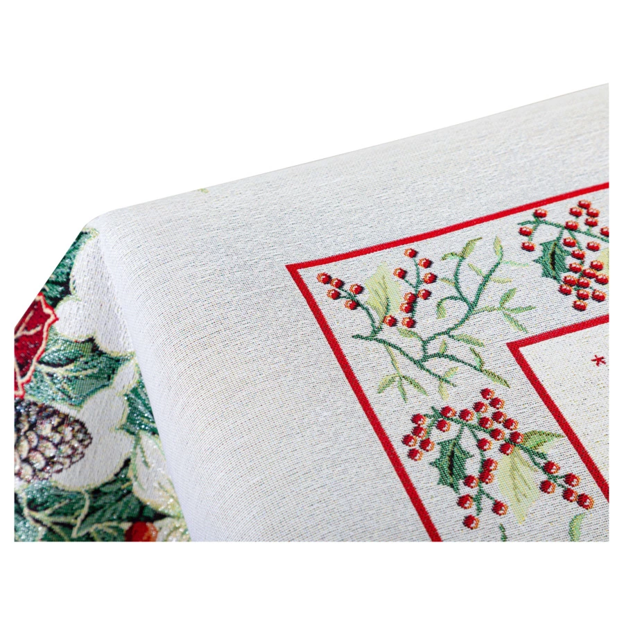 Скатерть прямоугольная Mix&Match Home Пуансетия 140х220 см, гобелен, голубой