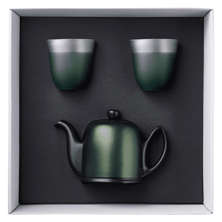 Набор чайный Degrenne Salam 3 предмета, чайник 700 мл, кружка 250 мл 2 шт, фарфор, зеленый, п/к