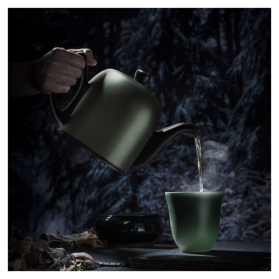 Набор чайный Degrenne Salam 3 предмета, чайник 700 мл, кружка 250 мл 2 шт, фарфор, зеленый, п/к