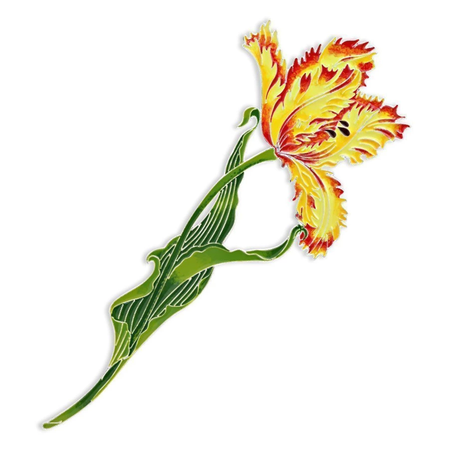 Брошь Русские самоцветы Дворцовый тюльпан 40,39 г, серебро 925