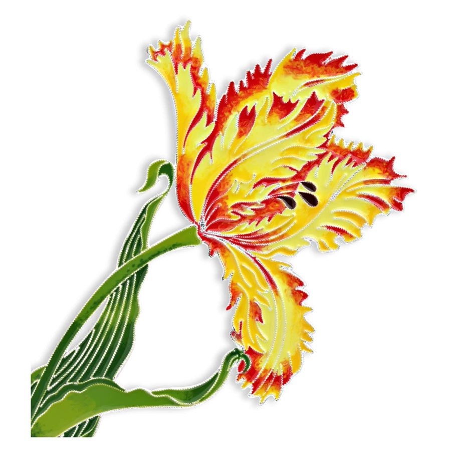 Брошь Русские самоцветы Дворцовый тюльпан 40,39 г, серебро 925