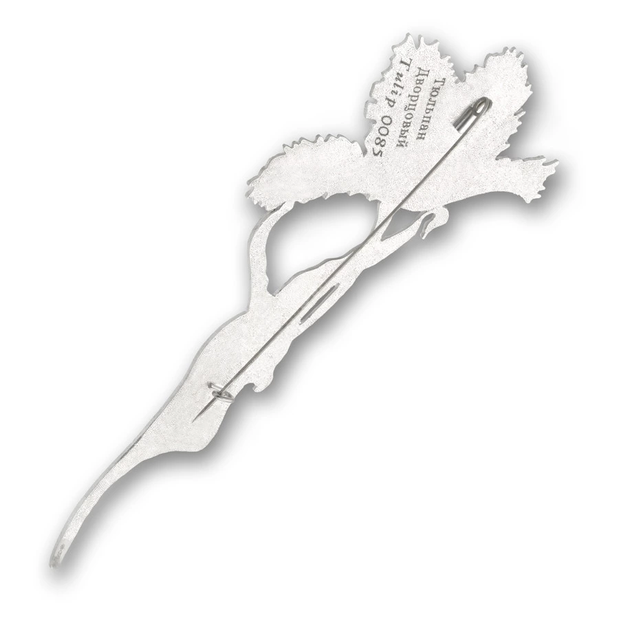 Брошь Русские самоцветы Дворцовый тюльпан 40,39 г, серебро 925