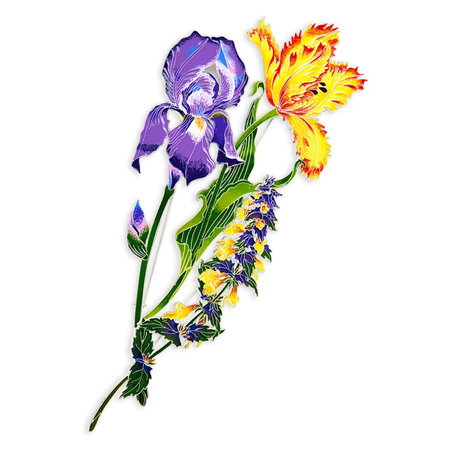 Брошь Русские самоцветы Дворцовый тюльпан 40,39 г, серебро 925