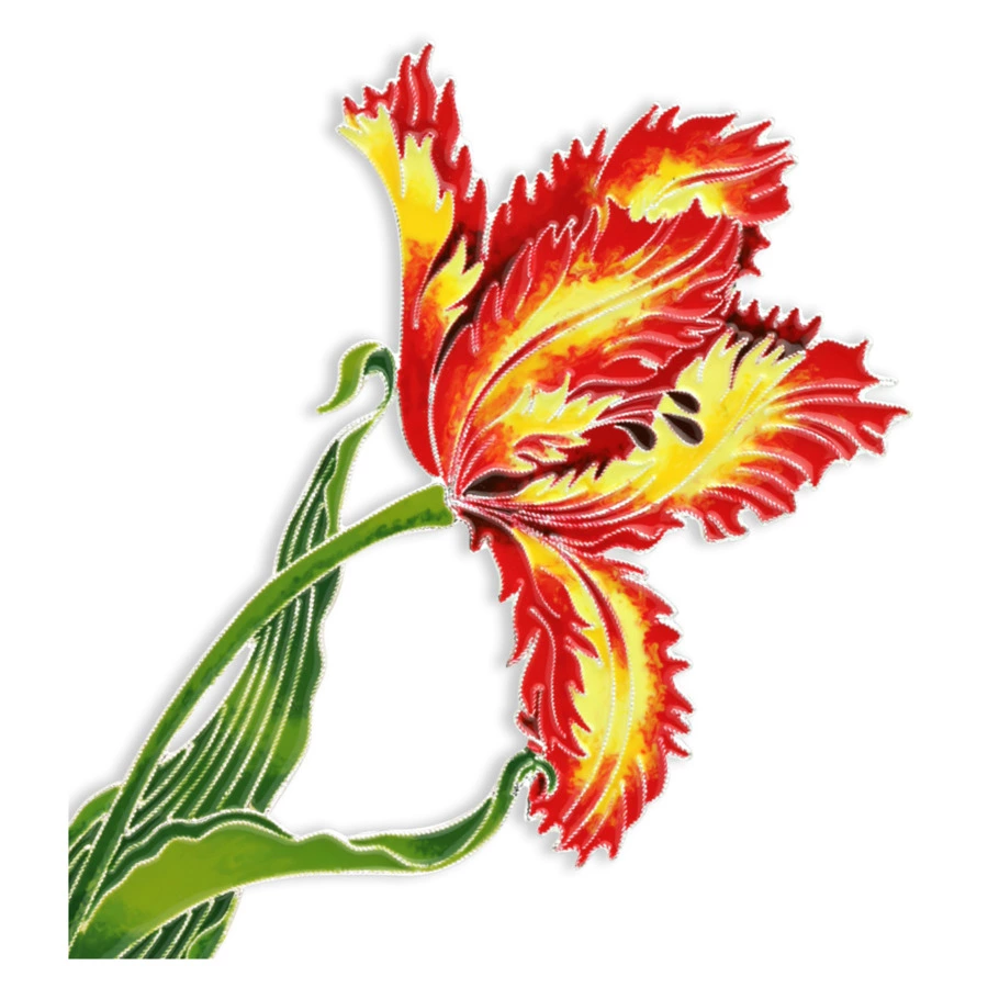 Брошь Русские самоцветы Елагинский тюльпан 37,27 г, серебро 925