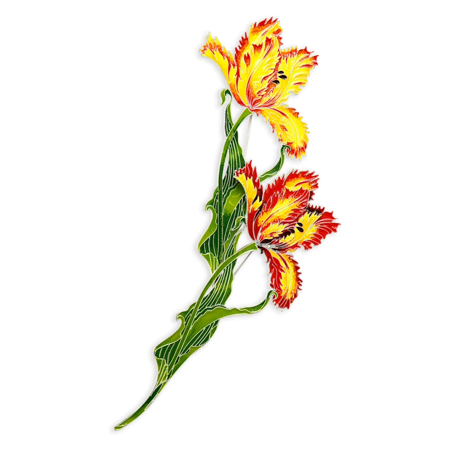 Брошь Русские самоцветы Елагинский тюльпан 37,27 г, серебро 925